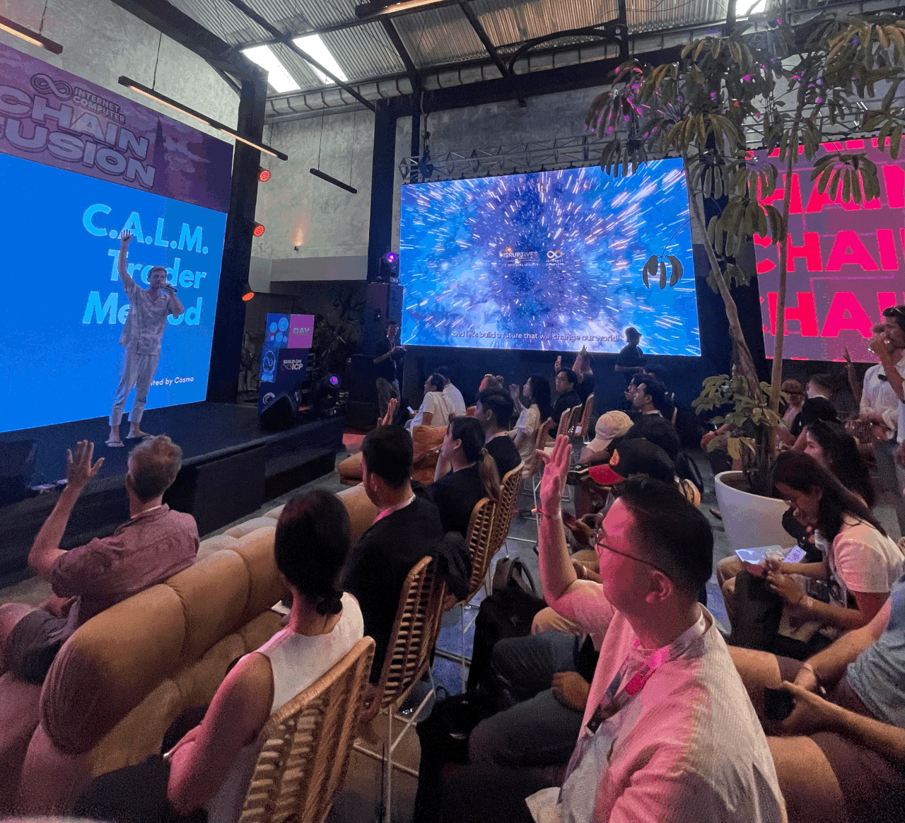 Wide room view during Cosmo's Chain Fusion talk