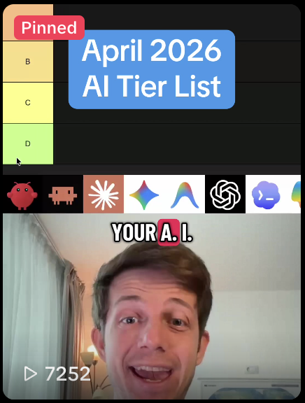 April 2026 AI tier list TikTok thumbnail